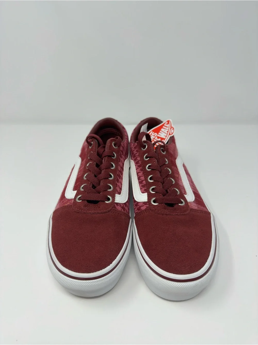 Vans Ward Platform Plaid Mix Port Sneakers Burgundy Size 7.5 Y2K Old Skool Stlye